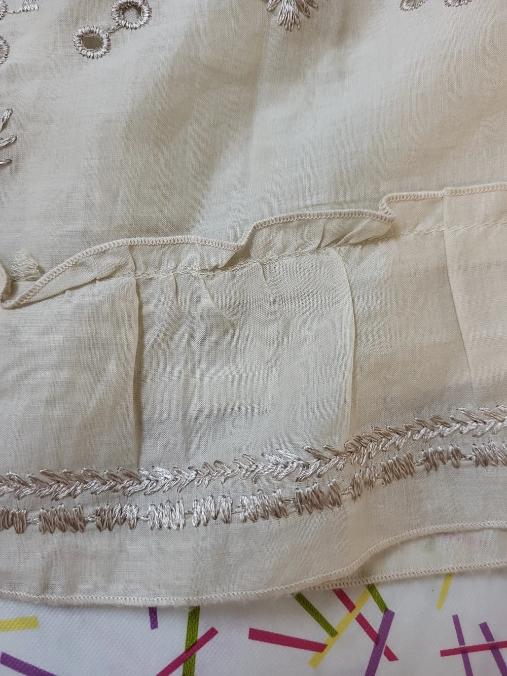 Talbots Bohemian Cream Embroidered Midi Skirt - Picture 9 of 13